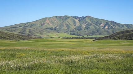 Serene Green Hills Under Clear Blue Sky