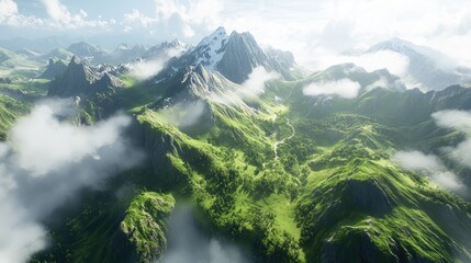 Obraz premium Majestic Mountain Landscape with Lush Greenery