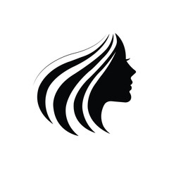 beauty long hair woman logo silhouette