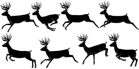 Deer group set silhouette illustration vector design