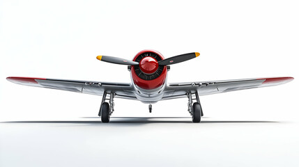 Red and Grey Vintage Airplane 3D Render