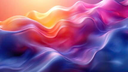 Obraz premium An abstract fluid iridescent holographic wave moves in motion, creating a colorful background ideal for use in futuristic 3D renderings, banners, or modern design elements.