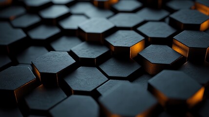 Obraz premium An abstract hexagonal background showcases a pattern of hexagons, ideal for high-tech designs and sci-fi themes.