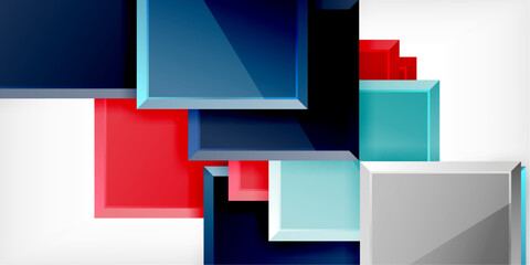 Fototapeta premium Colorful squares and rectangles. Vector Illustration For Wallpaper, Banner, Background, Card, Book Illustration, landing page