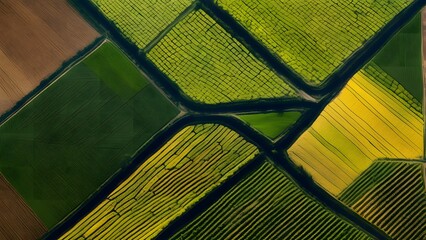 Rich Tapestry of Agricultural Fields Seen from the Sky, Showcasing the Diverse Colors and Textures of Rural Farmland_061