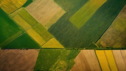 Rich Tapestry of Agricultural Fields Seen from the Sky, Showcasing the Diverse Colors and Textures of Rural Farmland_071
