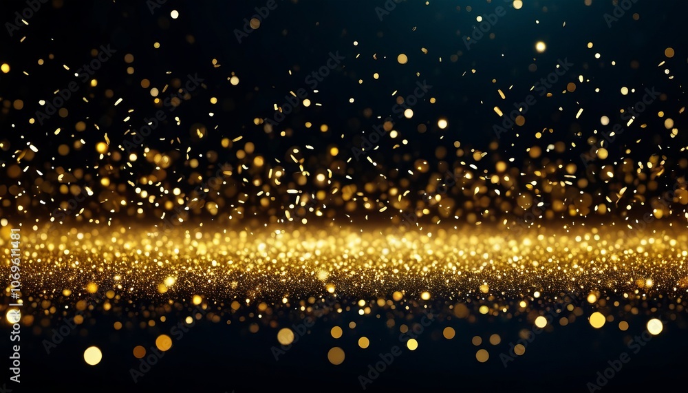 Poster golden bokeh light particles on dark background create magical and enchanting atmosphere