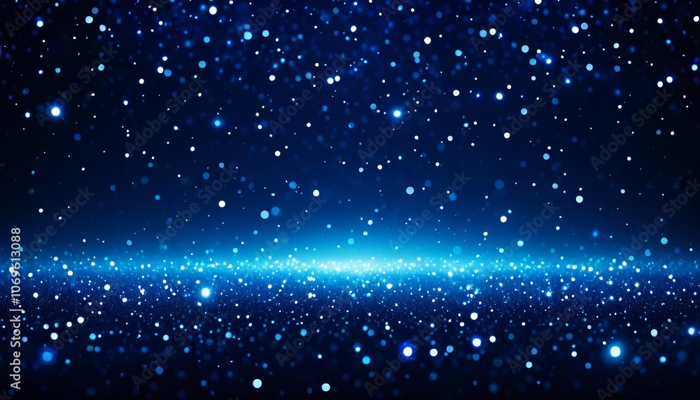 Poster abstract blue bokeh background with glowing particles and light effects