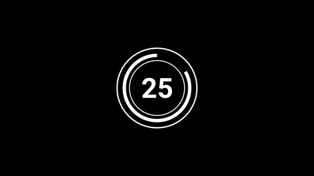   Circle countdown timer thirty seconds animation from 30 to 0 seconds on transparent background with alpha channel, 30 second countdown timer, Countdown video
