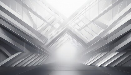 Obraz premium A futuristic, minimalistic corridor featuring metallic structures and bright light, creating a sense of depth and perspective.