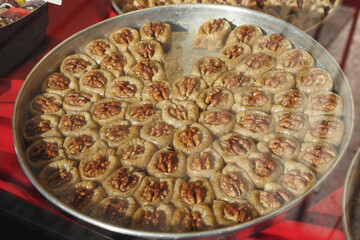 turkish dessert baklava selling at shop 