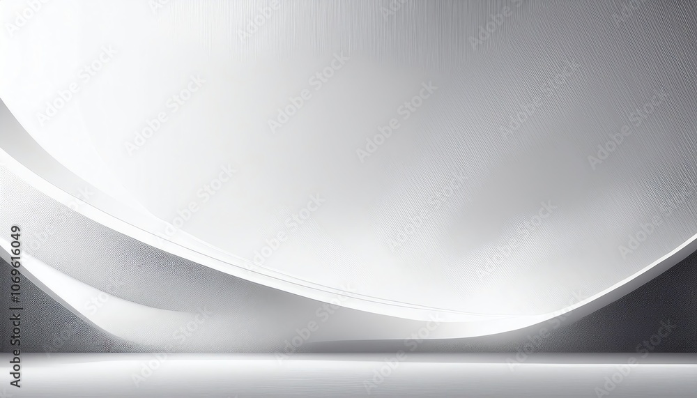 Poster a minimalist abstract image featuring smooth, curved surfaces in shades of white and gray, creating 
