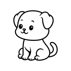 fun cute dog puppy kid cartoon character logo isolated drawing coloring line art style sketch classic vintage design illustration