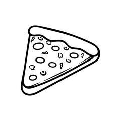 slice of pizza logo isolated drawing coloring line art style sketch classic vintage design illustration