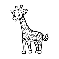 fun cartoon character of giraffe logo isolated drawing coloring line art style sketch classic vintage design illustration