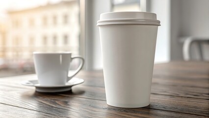 Obraz premium Coffee Cup, Modern, Minimalist, Empty, Copy Space, Photorealistic