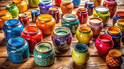 Colorful Jars on a Table - Architectural Photography