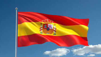 Spanish Flag Waving in the Wind, Spain, symbol, national, emblem, coat of arms