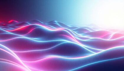 Fototapeta premium abstract digital landscape with wave-like patterns and neon colors