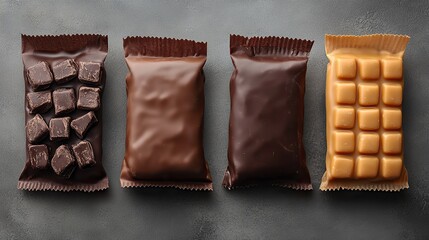 Blank candy packaging mockups offer realistic branding opportunities for caramel and chocolate products.