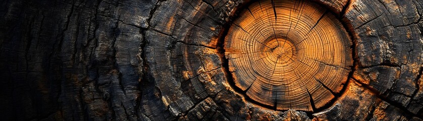 Fototapeta premium Close-up of a Tree Trunk with Visible Growth Rings