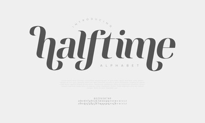 Halftime typography beauty fashion elegant minimalist serif italic fonts decorative wedding vintage retro logos. Minimal luxury font alphabet logo. Vector illustration