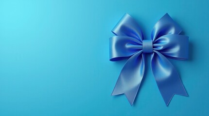 Soft Blue Bow on a Gradient Blue Background for November Awareness. Generative AI