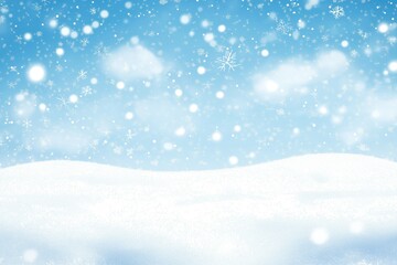 Abstract Snowfall Vector Illustration on Light Blue Pastel Background with Copy Space