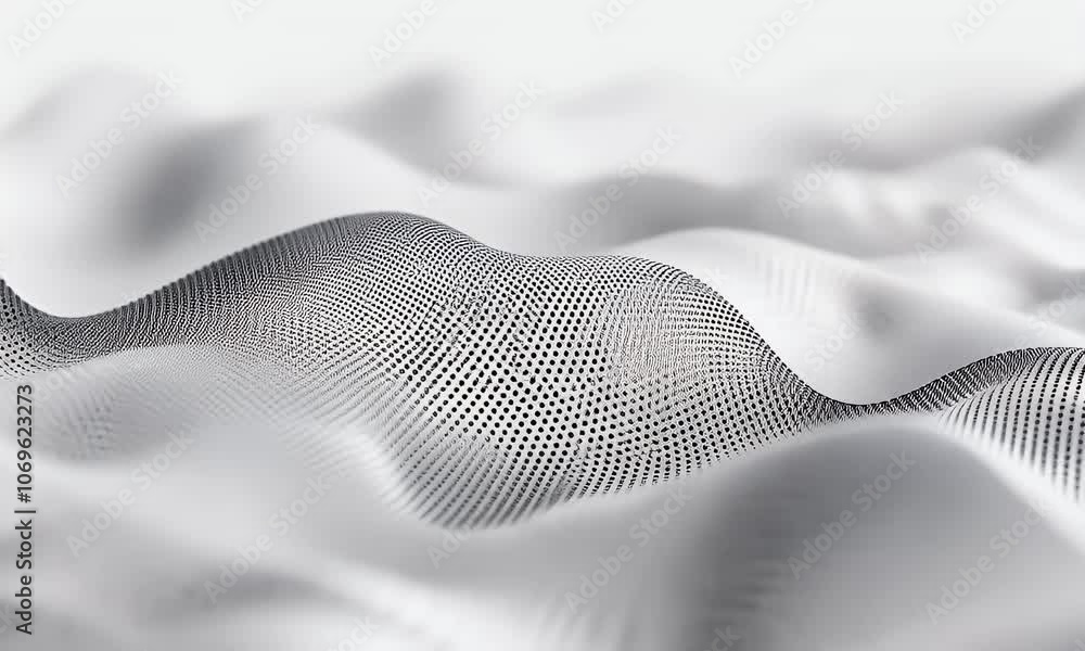 Poster abstract white background with a polygonal wireframe mesh of connecting dots and lines in the shape 