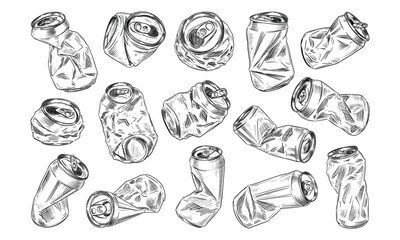 Handdrawn Crushed Soda Can Collection