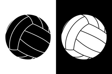 Volleyball Silhouette Vector Illustration – Black and White Design, Simple Graphic Isolated on White Background, Editable and Scalable EPS for Sports Icons and Graphic Projects