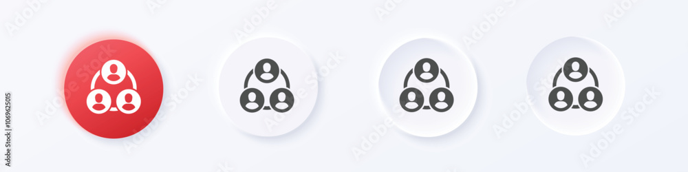 Poster teamwork connection icon. neumorphism round style button design vectorte
