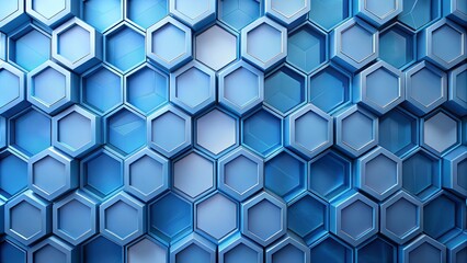 Naklejka premium Abstract Geometric Pattern of Interlocking Hexagon Shapes in a Vibrant Blue Hue