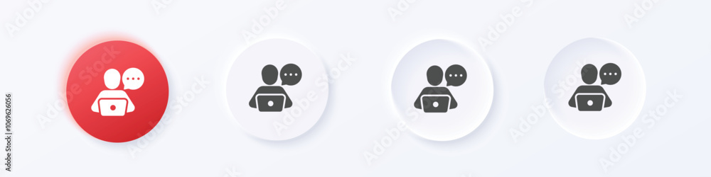 Poster online presentation icon. neumorphism round style button design vector