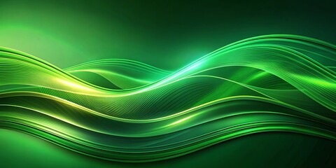 Fototapeta premium Abstract Green Waves with Glowing Lines and a Gradient Effect