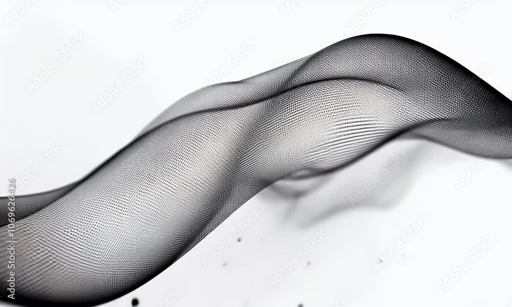 Poster abstract white background with a polygonal wireframe mesh of connecting dots and lines in the shape 