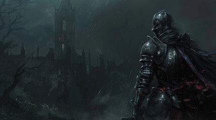 Fototapeta premium Background of knight carrying sword, AI generated image