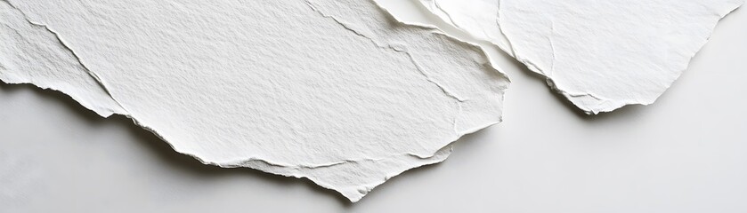 A Torn Piece of White Textured Paper on a White Background