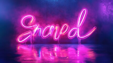 Cinematic neon text on moody background, editable text area, 80s feel