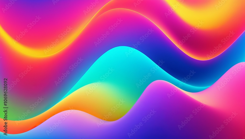 Poster vibrant colorful abstract waves in motion: dynamic digital art background