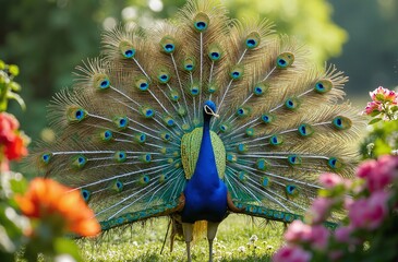 Obraz premium peacock with feathers out of focus