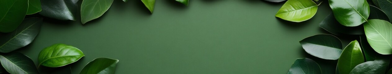 Green Leaf Frame on Dark Background for Nature Themes