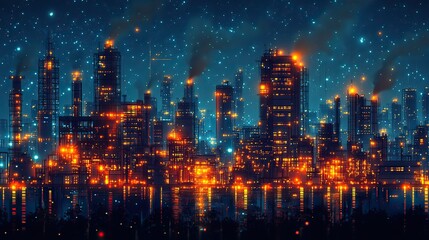 Fototapeta premium Creative vector of a factory line, representing modern industry and the industrial revolution in manufacturing.