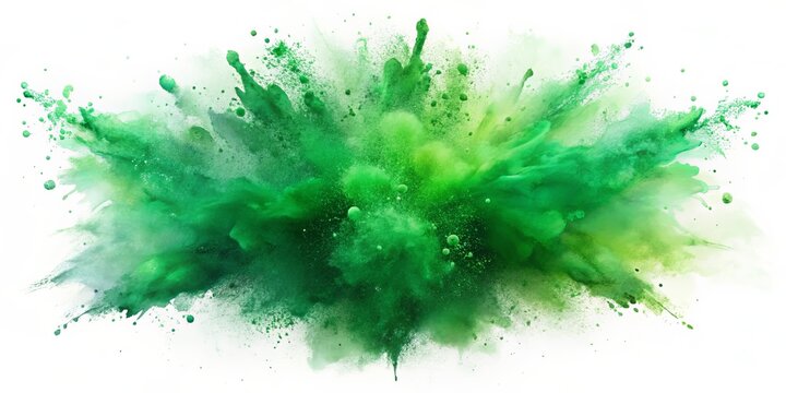 A vibrant green explosion of color, capturing the essence of nature's energy and the chaotic beauty of a sudden burst of life.