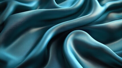 Obraz premium Elegant dark green silk satin fabric with smooth folds, perfect for luxury design backgrounds.