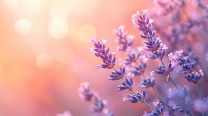 Obraz premium Pastel Gradient Background with Lavender Flowers