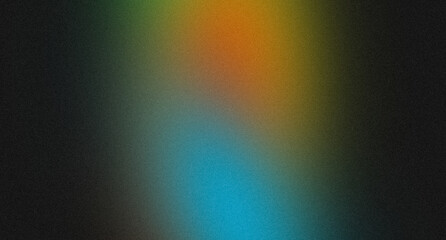 Abstract dark colors glowing grainy gradient backdrop. Soft orange green blue color noisy gradient, vibrant color flow,wave shaped, bright, shine, noise texture, banner, poster