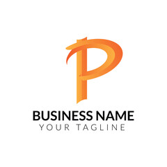 P abstract modern minimalist typography colorful letter logo design template