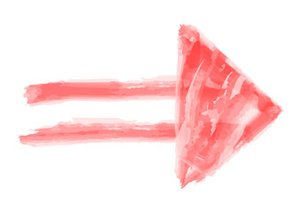 右横向きの赤色水彩風の矢印