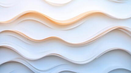 Fototapeta premium Minimalist abstract image of layered white waves with a soft peach gradient, creating a calming and elegant visual texture.